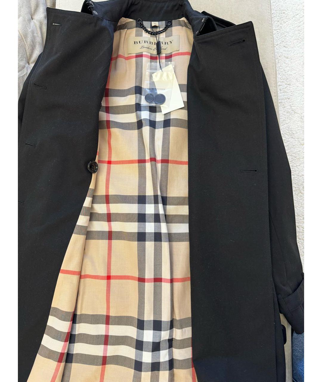 BURBERRY Черный хлопковый тренч/плащ, фото 4