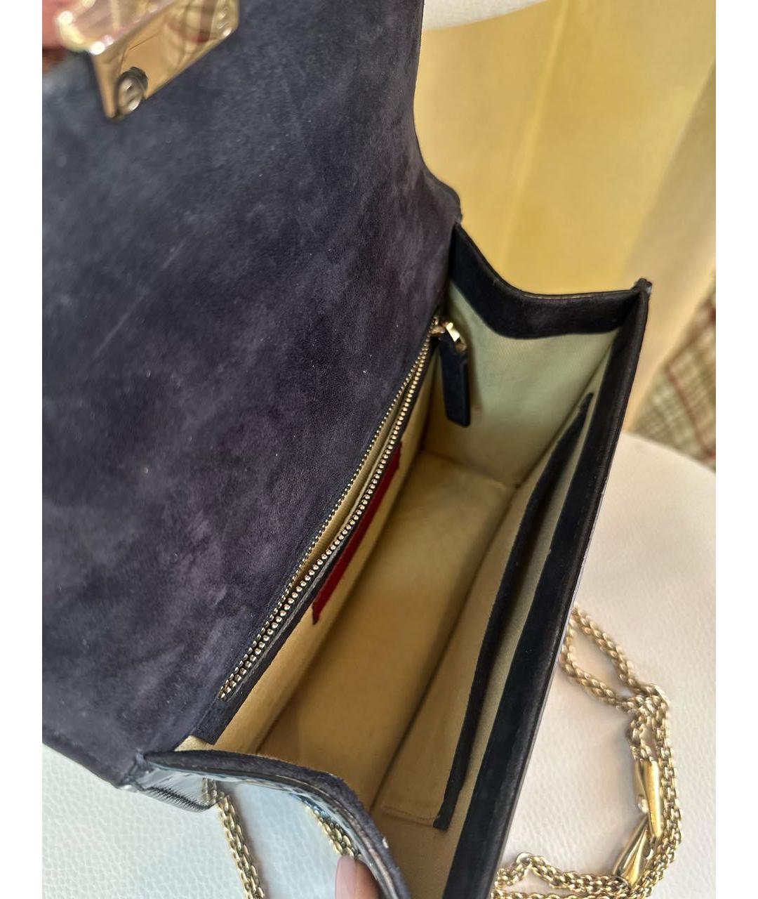 VALENTINO Темно-синяя сумка через плечо из лакированной кожи, фото 4