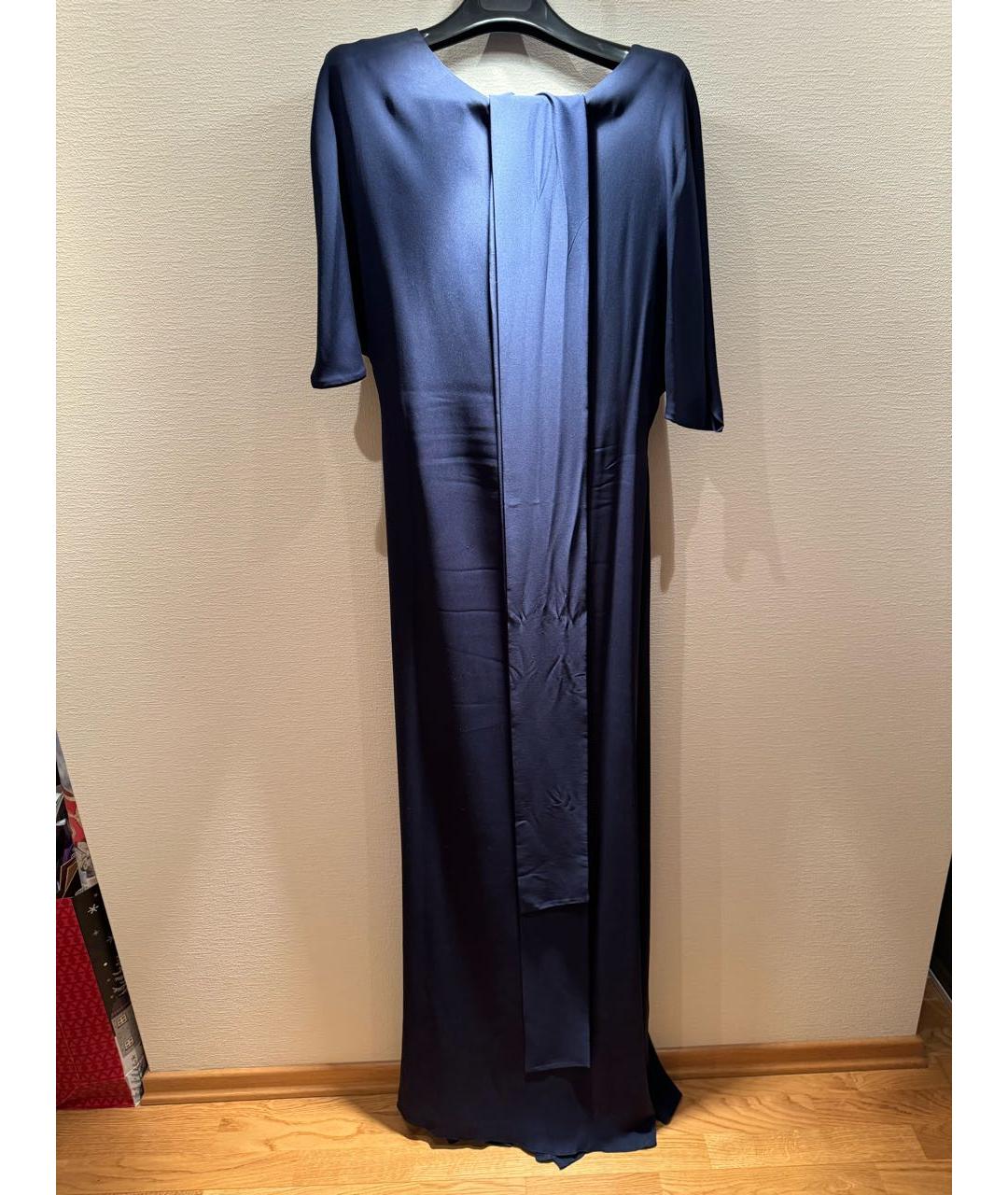 ALEXANDER TEREKHOV Темно-синее шелковое вечернее платье, фото 5