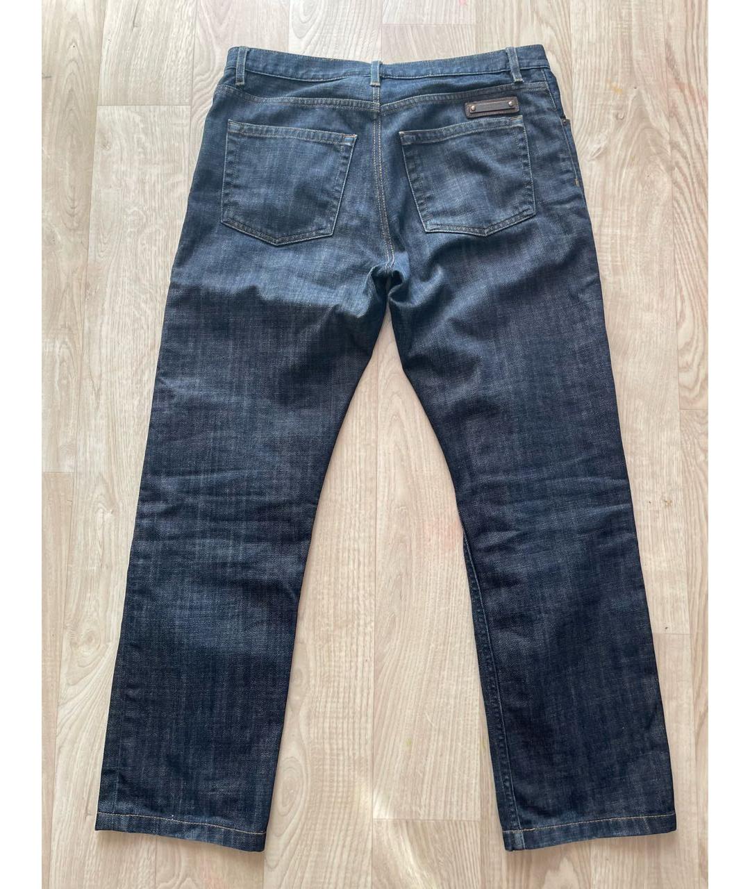 BURBERRY Темно-синие хлопковые прямые джинсы, фото 2