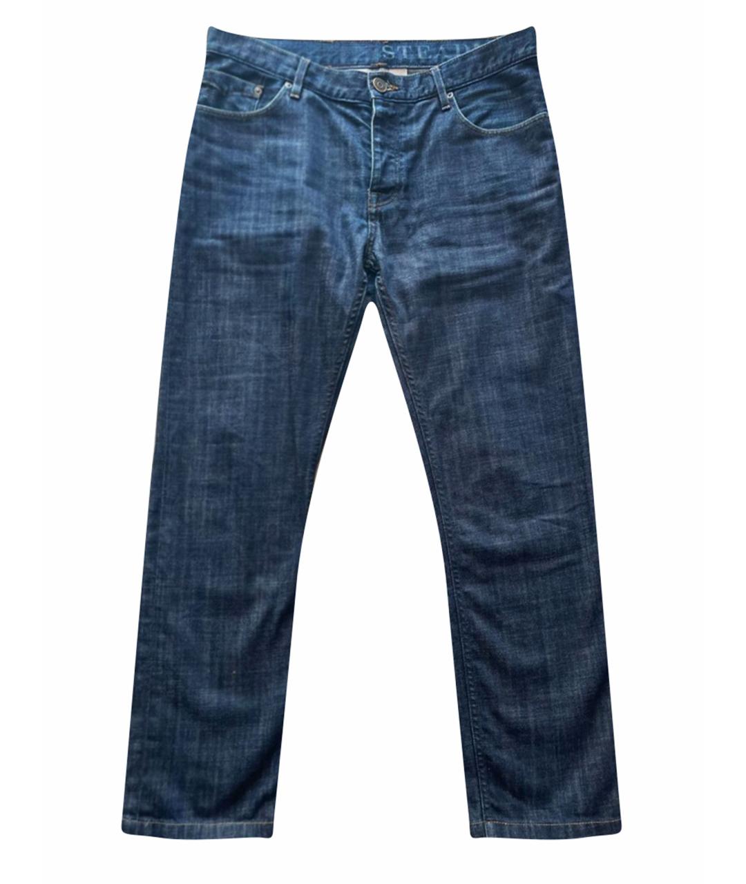 BURBERRY Темно-синие хлопковые прямые джинсы, фото 1
