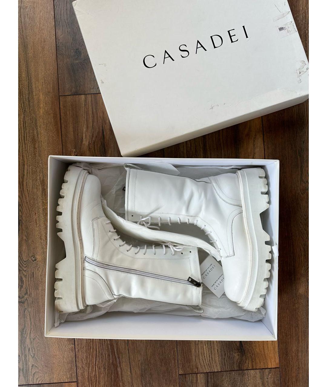 CASADEI Белые кожаные ботинки, фото 8