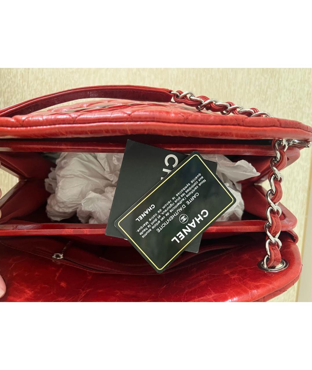 CHANEL PRE-OWNED Красная кожаная сумка тоут, фото 4