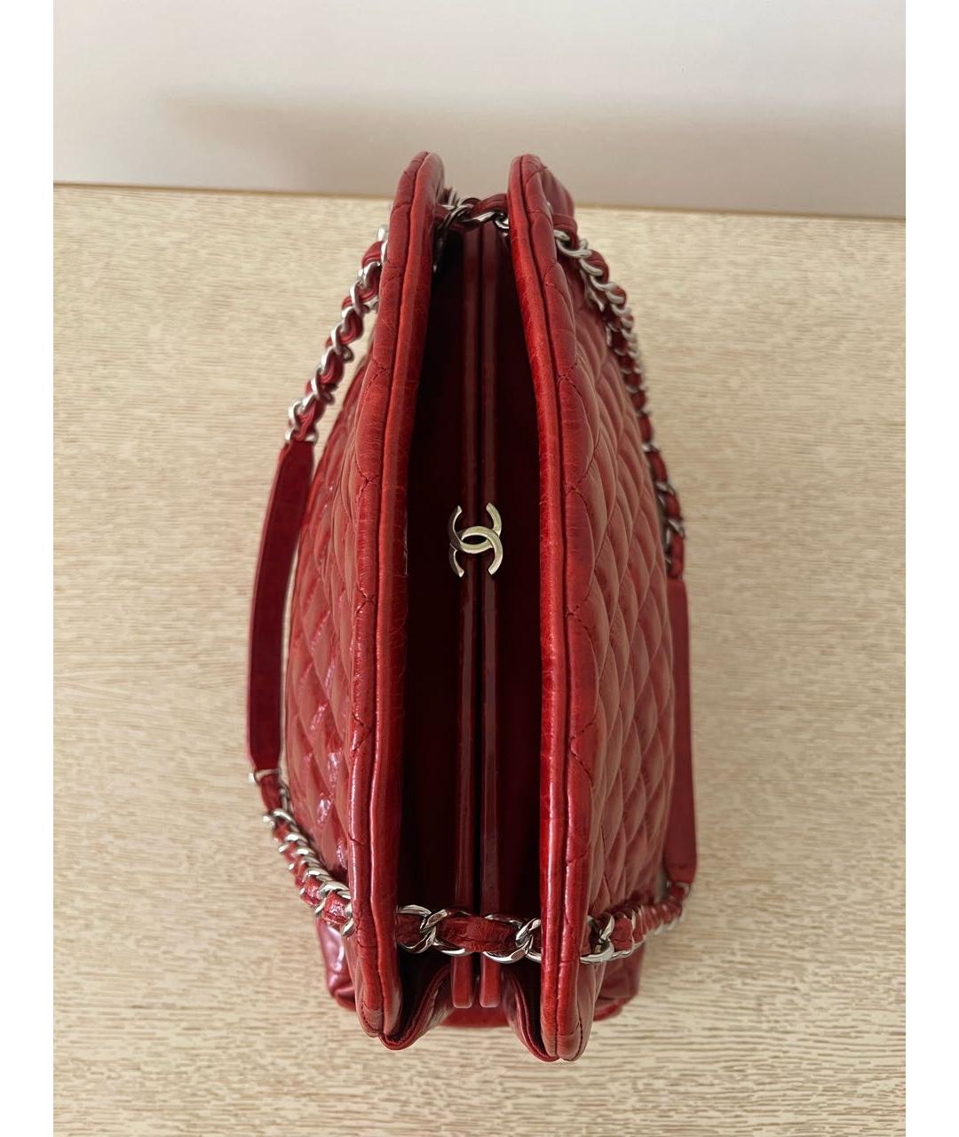 CHANEL PRE-OWNED Красная кожаная сумка тоут, фото 5