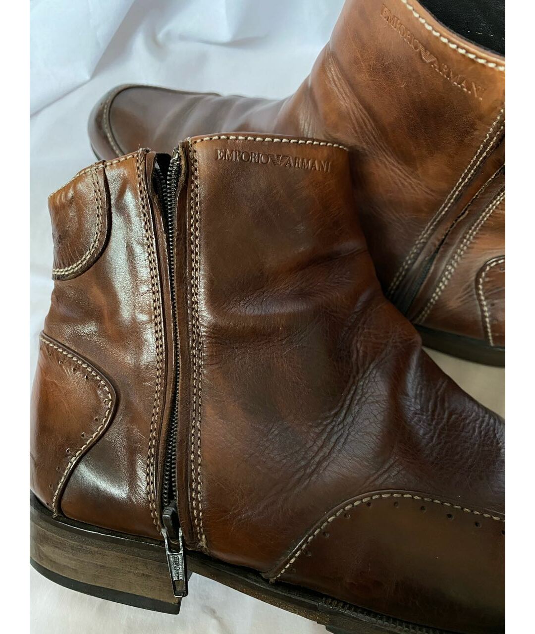EMPORIO ARMANI Коричневые кожаные высокие ботинки, фото 7