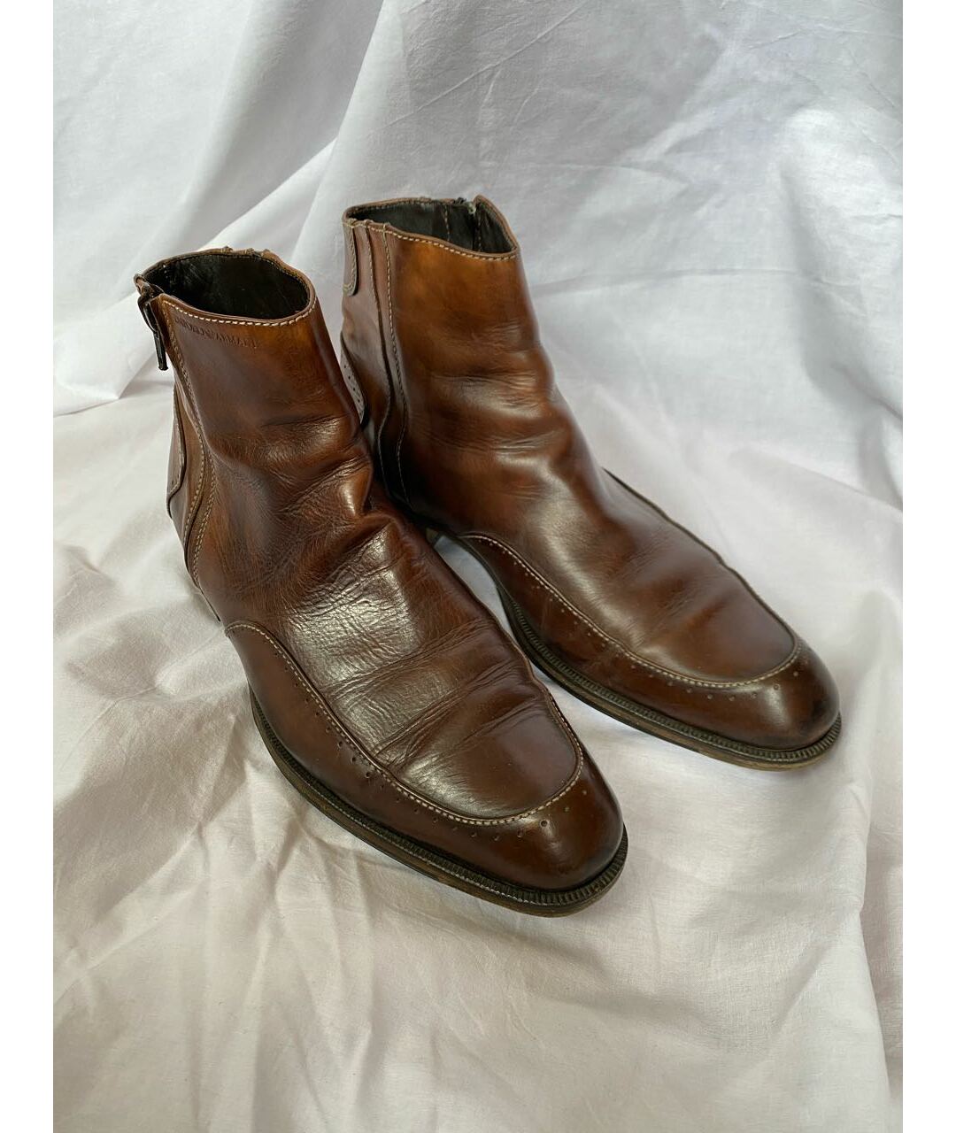 EMPORIO ARMANI Коричневые кожаные высокие ботинки, фото 5