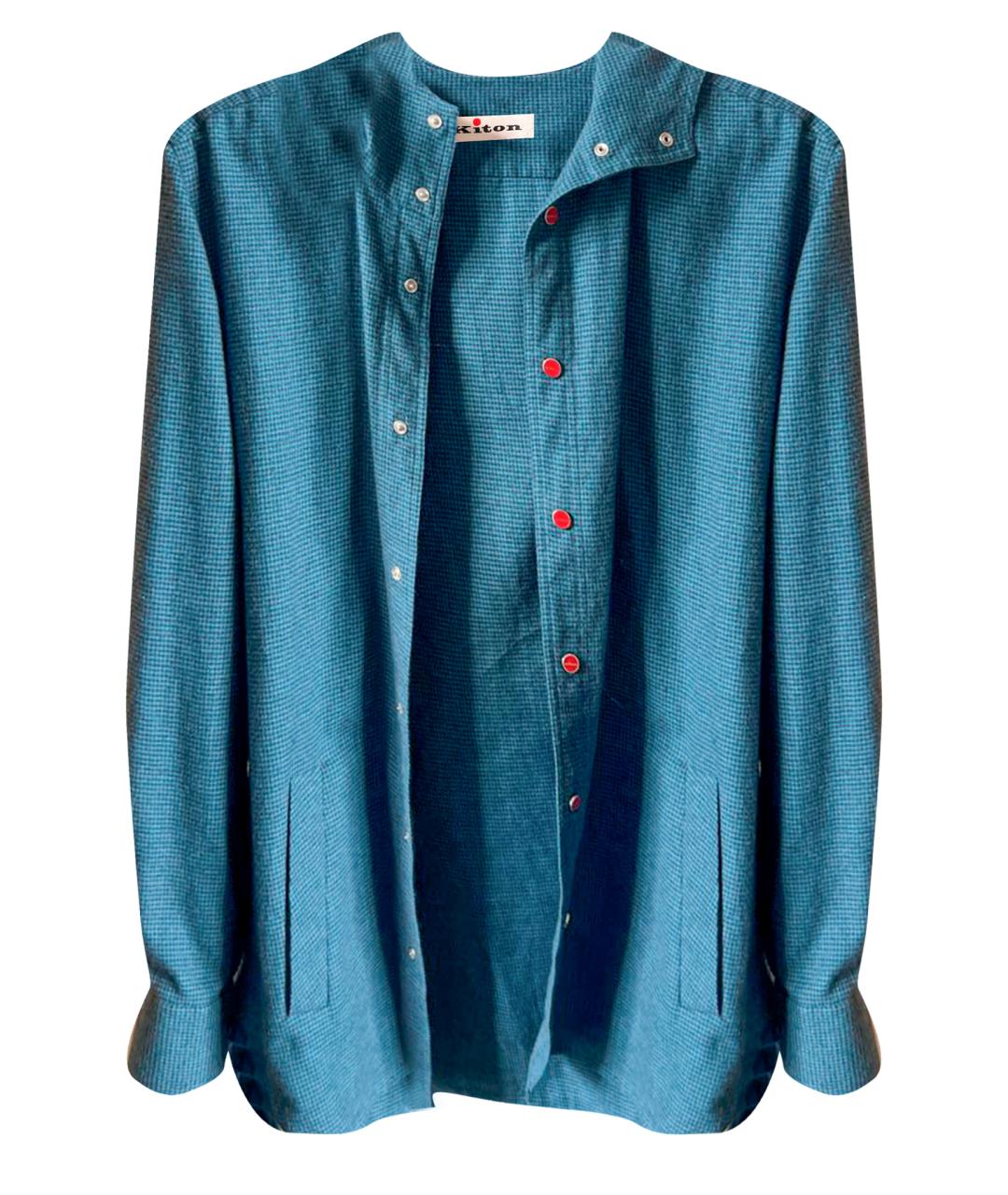 KITON Синяя хлопковая кэжуал рубашка, фото 1