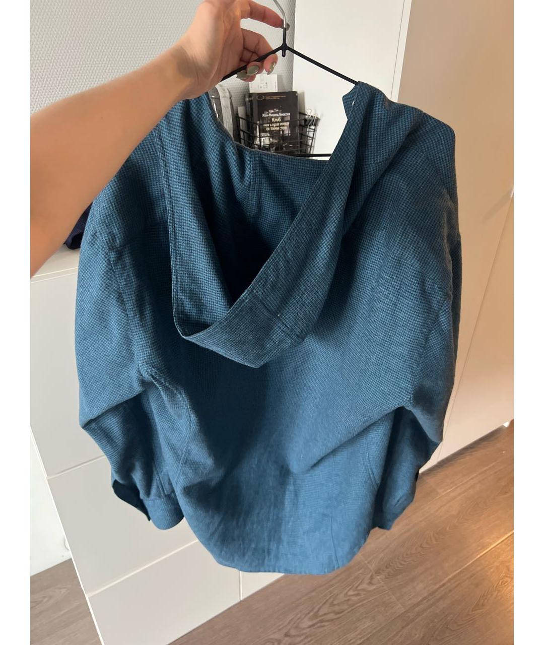 KITON Синяя хлопковая кэжуал рубашка, фото 4