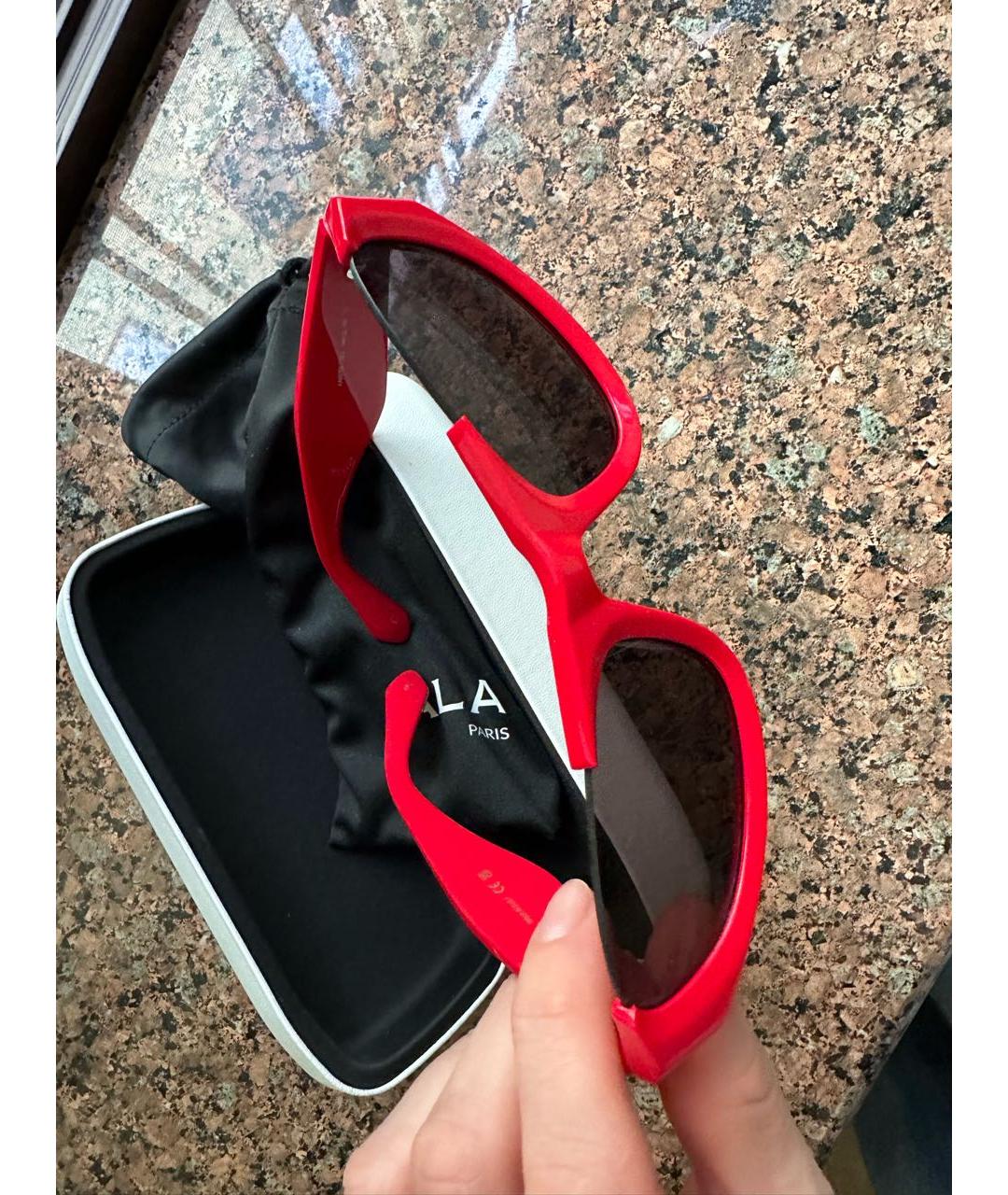 ALAIA Красные металлические солнцезащитные очки, фото 6