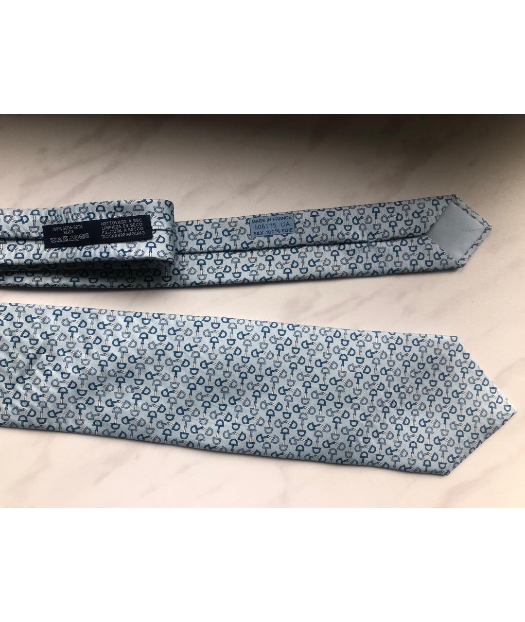 HERMES PRE-OWNED Голубой шелковый галстук, фото 4