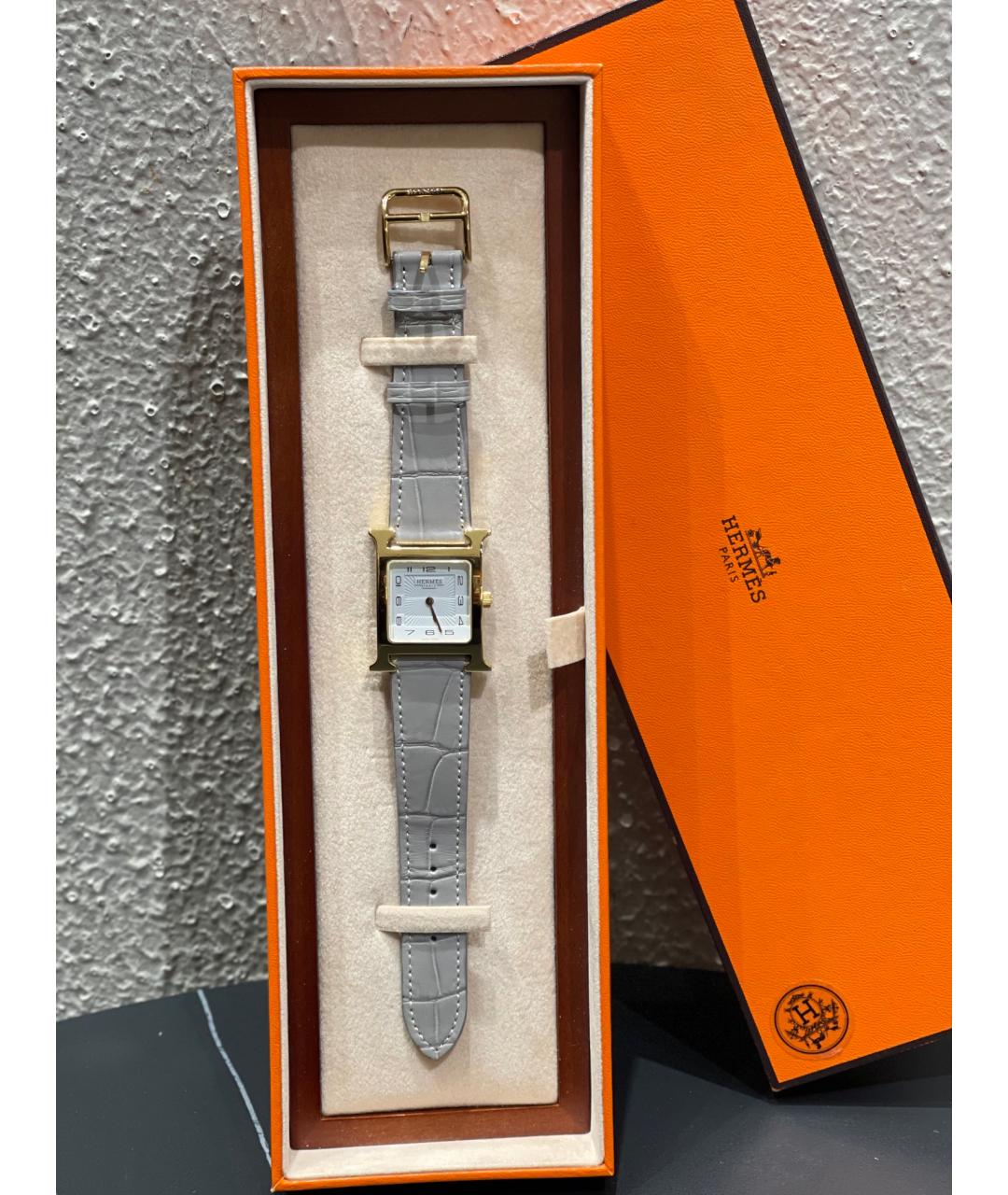 HERMES PRE-OWNED Белые стальные часы, фото 10