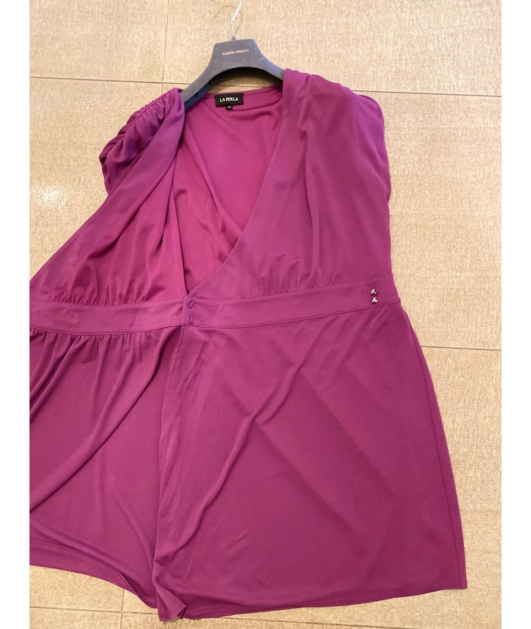 LA PERLA Фиолетовое вискозное коктейльное платье, фото 6