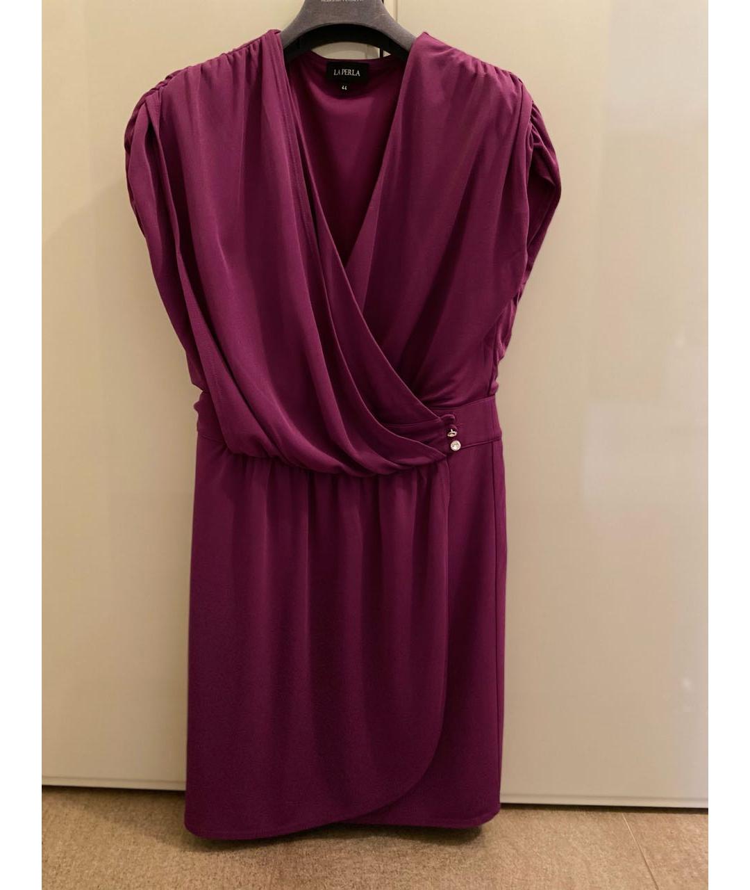 LA PERLA Фиолетовое вискозное коктейльное платье, фото 9