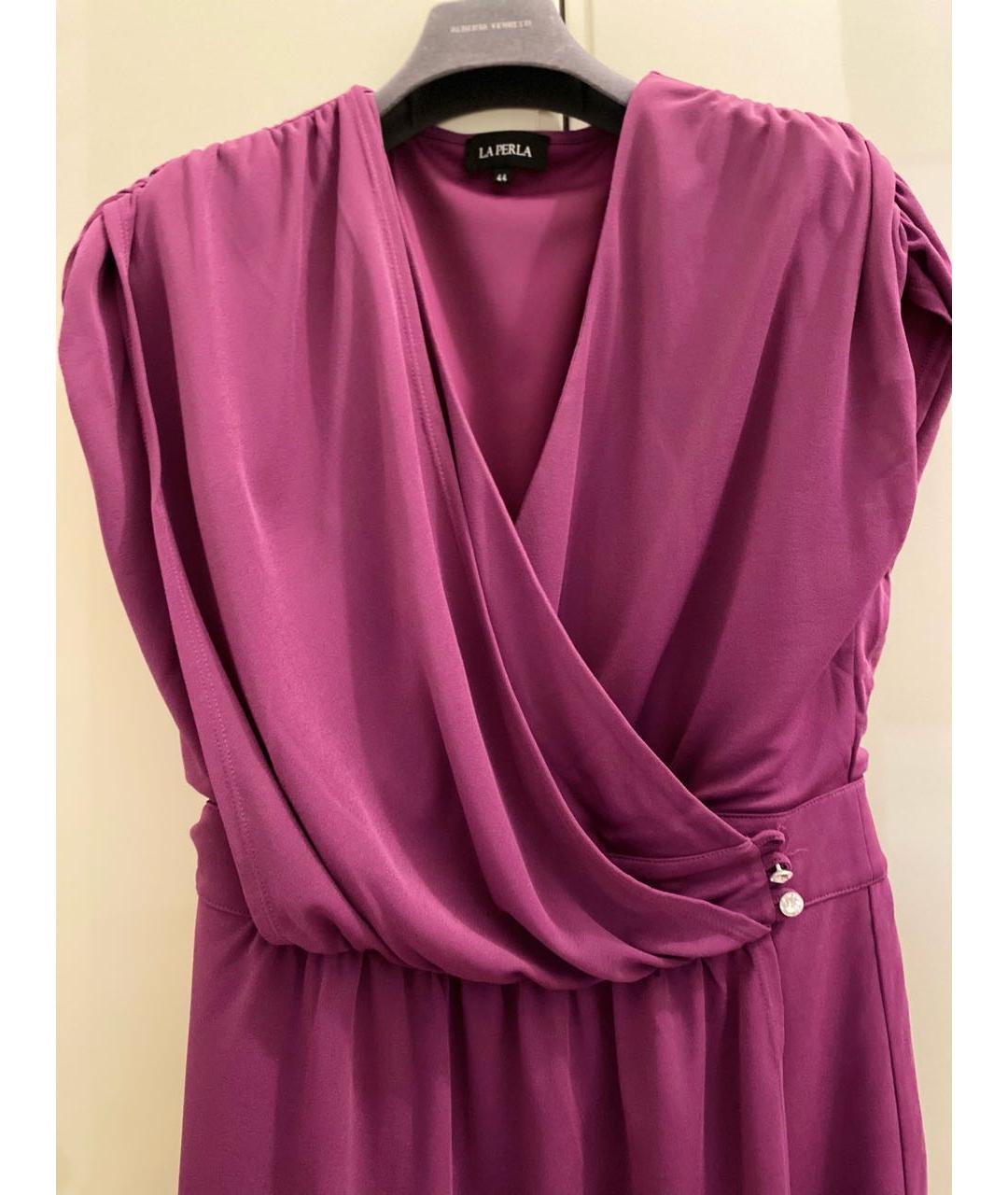 LA PERLA Фиолетовое вискозное коктейльное платье, фото 8