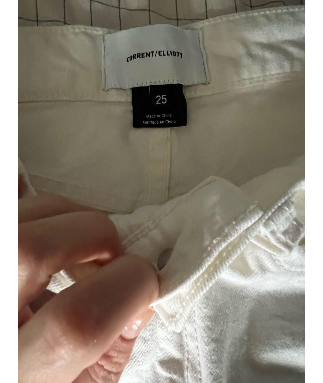 CURRENT/ELLIOTT Белые хлопковые прямые джинсы, фото 2