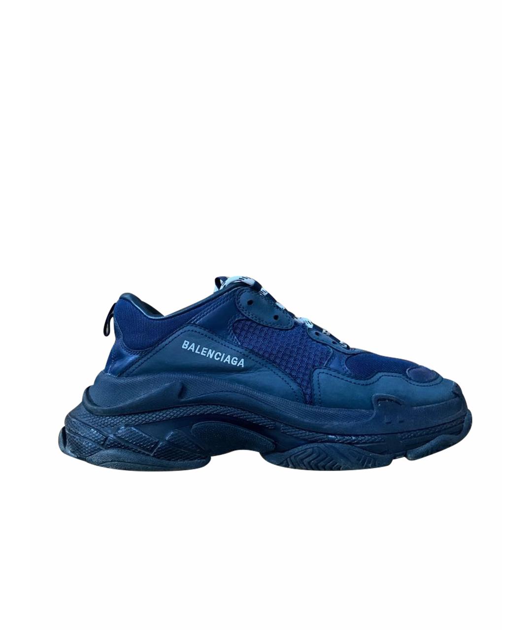 BALENCIAGA Синие текстильные низкие кроссовки / кеды, фото 1