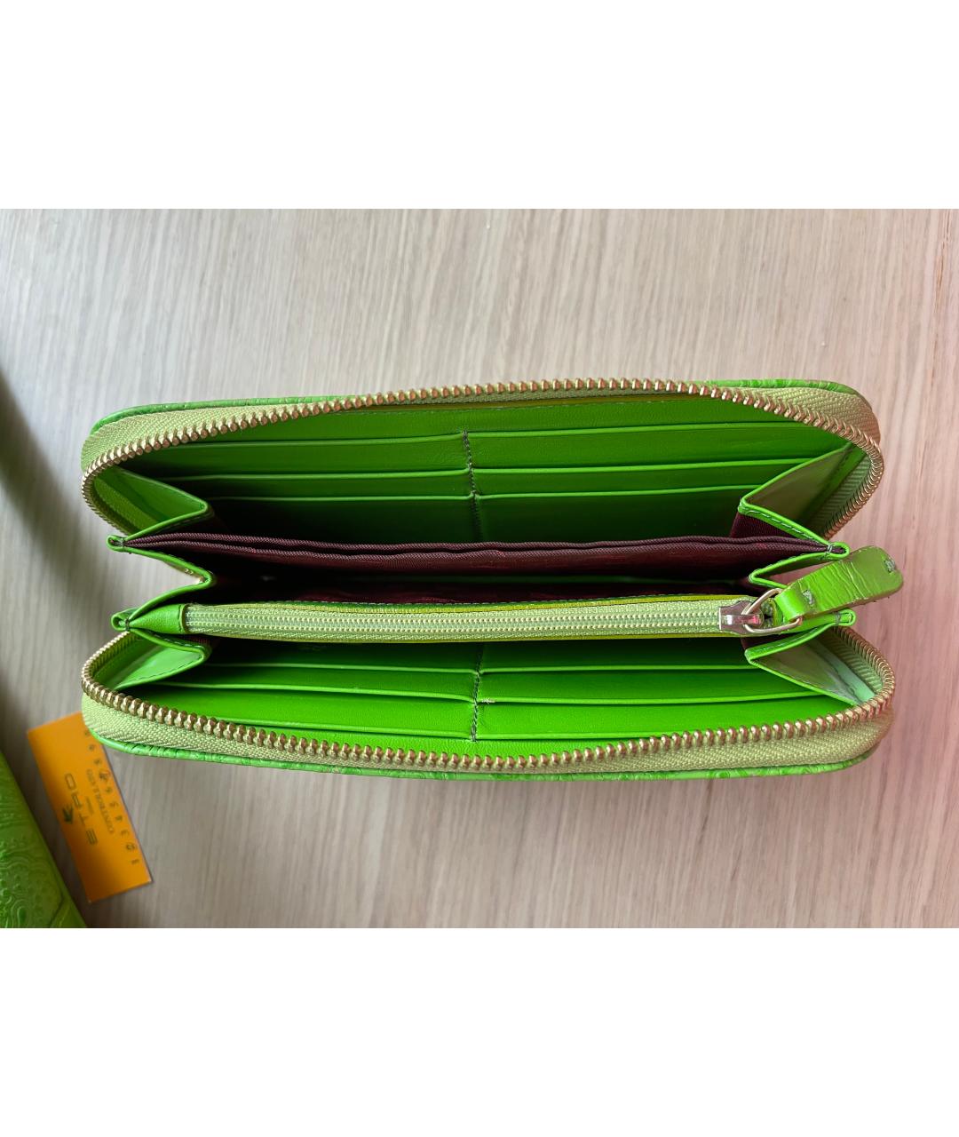 ETRO Зеленый кожаный кошелек, фото 4