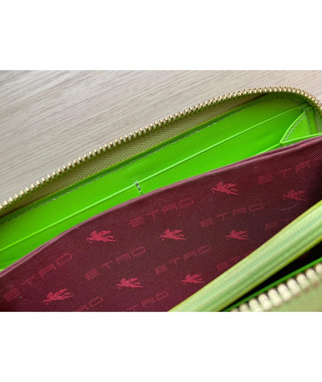 ETRO Зеленый кожаный кошелек, фото 6