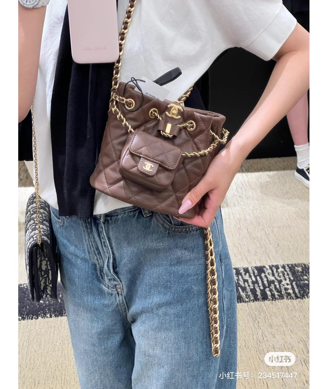 CHANEL Коричневый кожаный рюкзак, фото 6