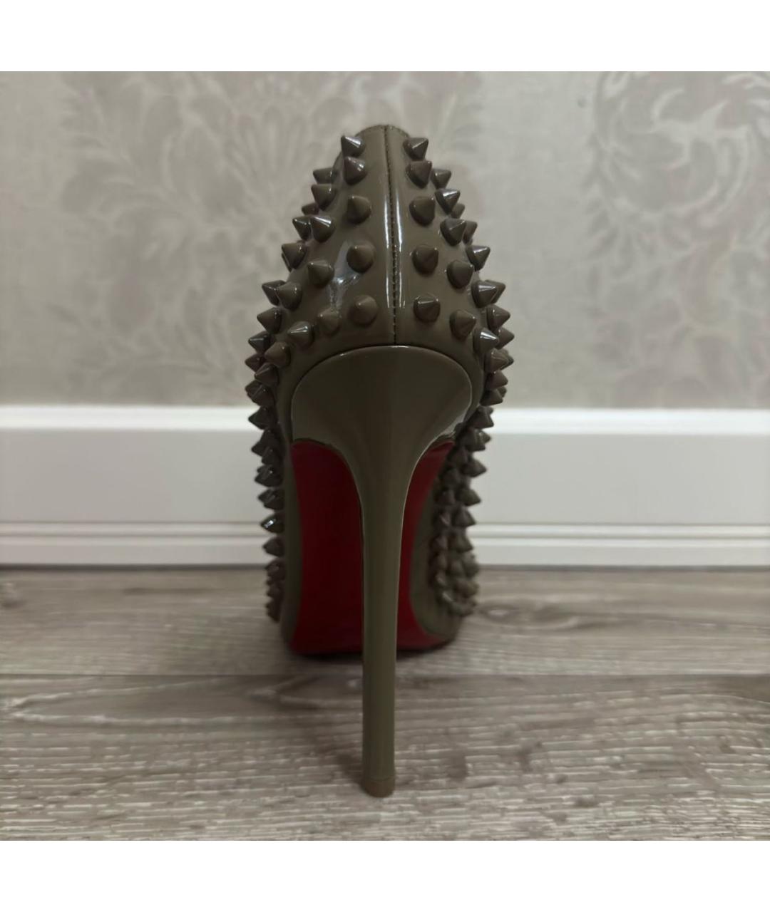 CHRISTIAN LOUBOUTIN Хаки кожаные туфли, фото 4