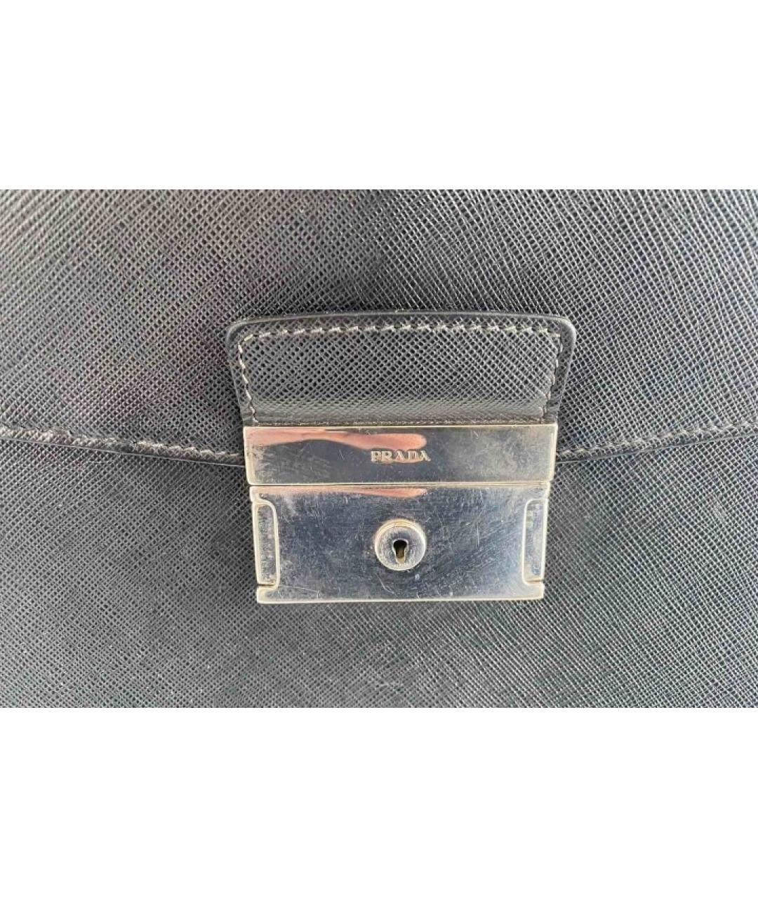 PRADA Черный кожаный портфель, фото 3