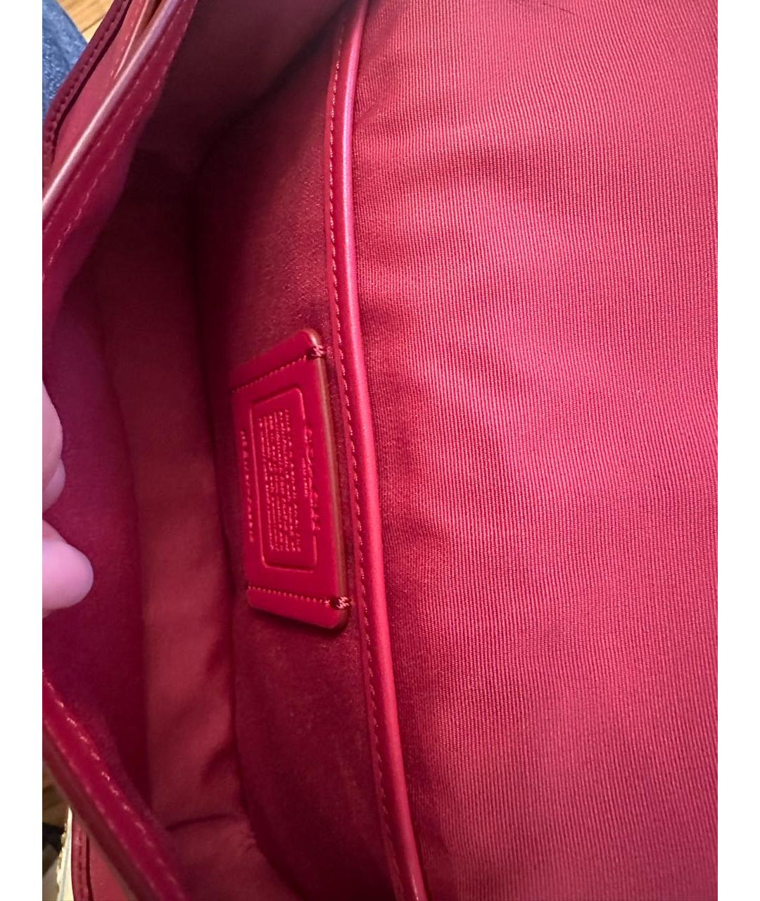 COACH Красная кожаная сумка через плечо, фото 4