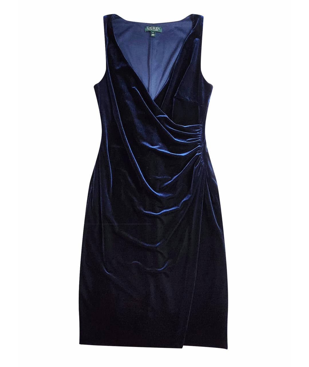 RALPH LAUREN Темно-синее бархатное вечернее платье, фото 1