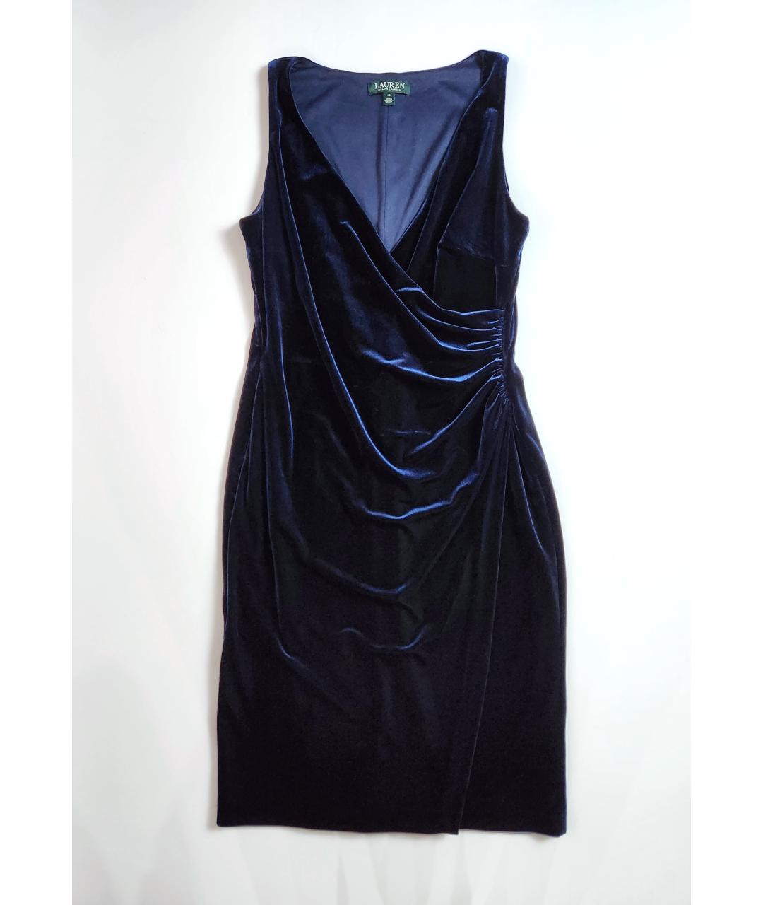 RALPH LAUREN Темно-синее бархатное вечернее платье, фото 9