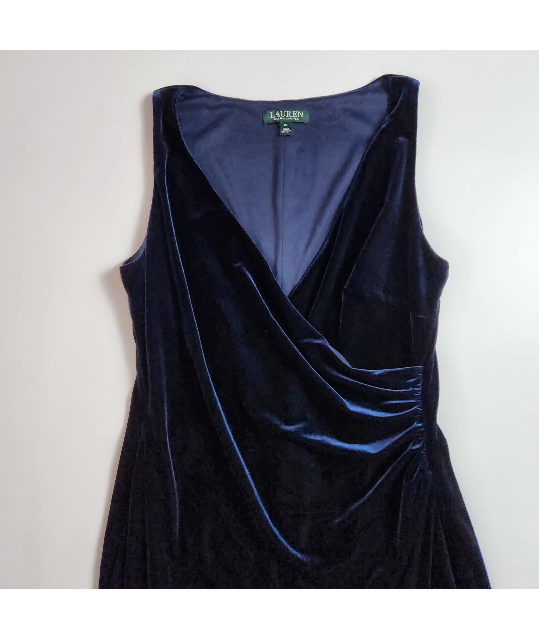 RALPH LAUREN Темно-синее бархатное вечернее платье, фото 5