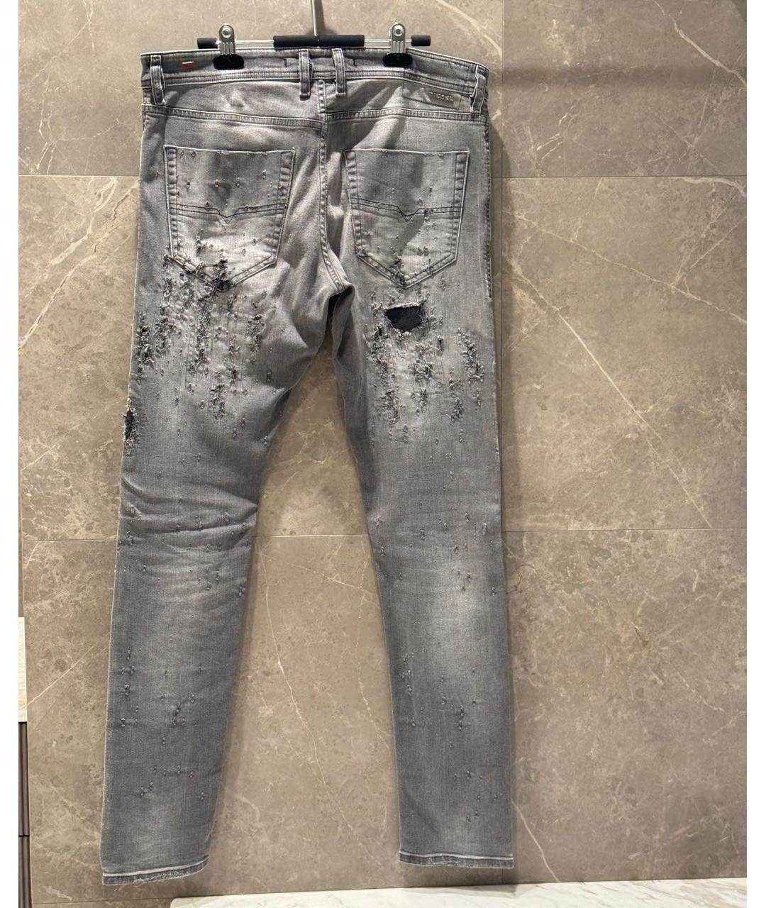 DIESEL Серые хлопко-эластановые прямые джинсы, фото 2