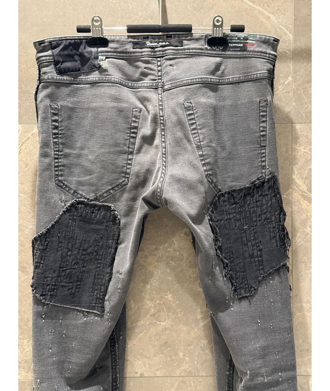 DIESEL Серые хлопко-эластановые прямые джинсы, фото 3