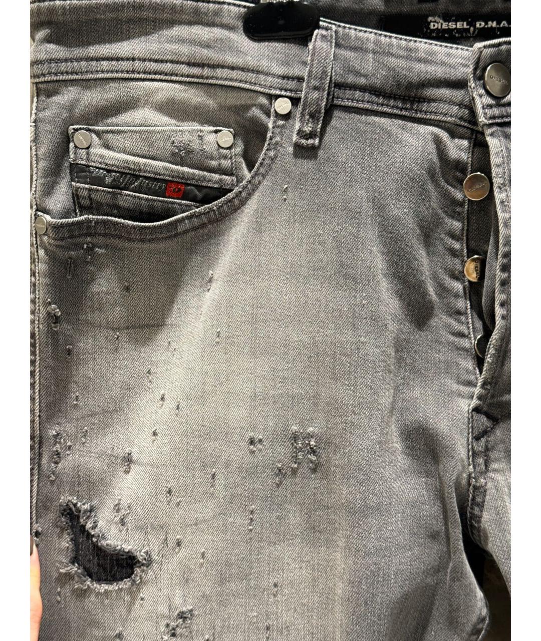 DIESEL Серые хлопко-эластановые прямые джинсы, фото 4