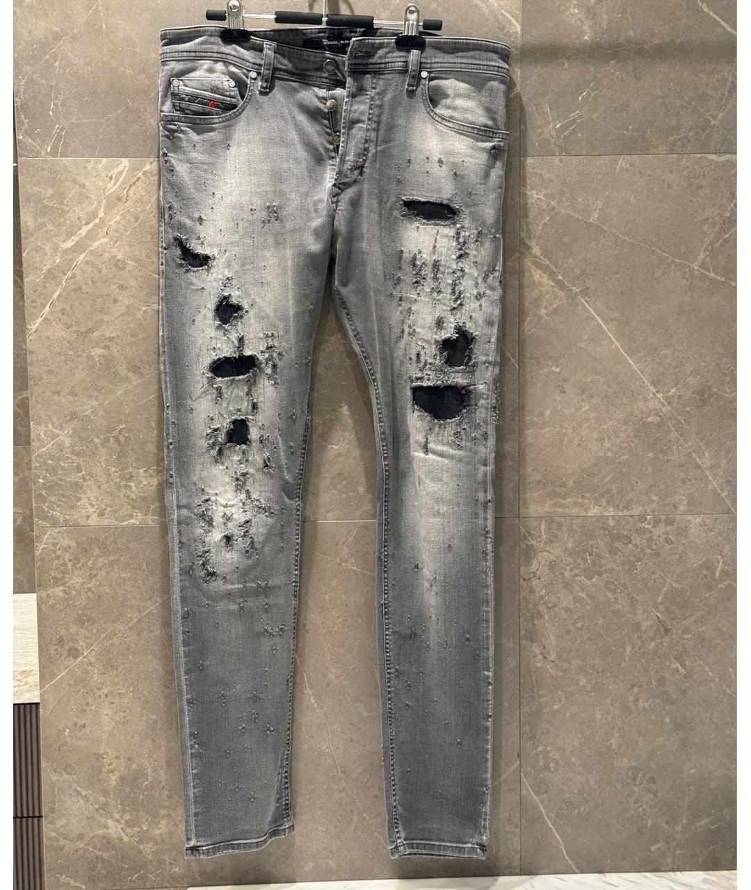 DIESEL Серые хлопко-эластановые прямые джинсы, фото 6