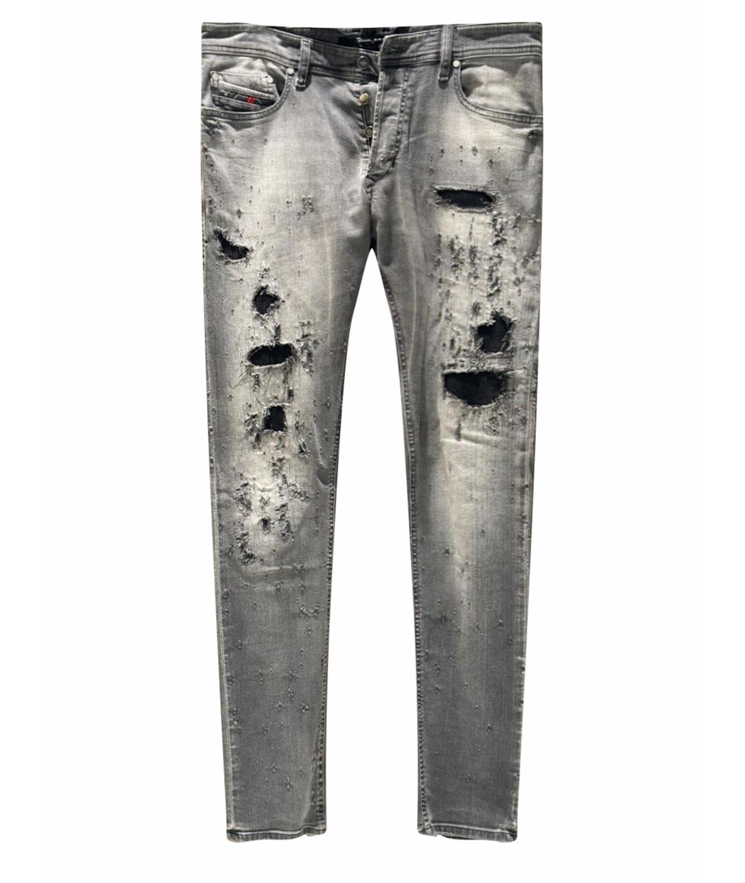 DIESEL Серые хлопко-эластановые прямые джинсы, фото 1