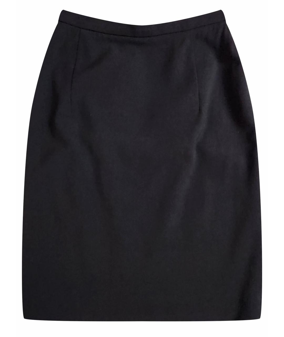 JIL SANDER Черная шерстяная юбка миди, фото 1