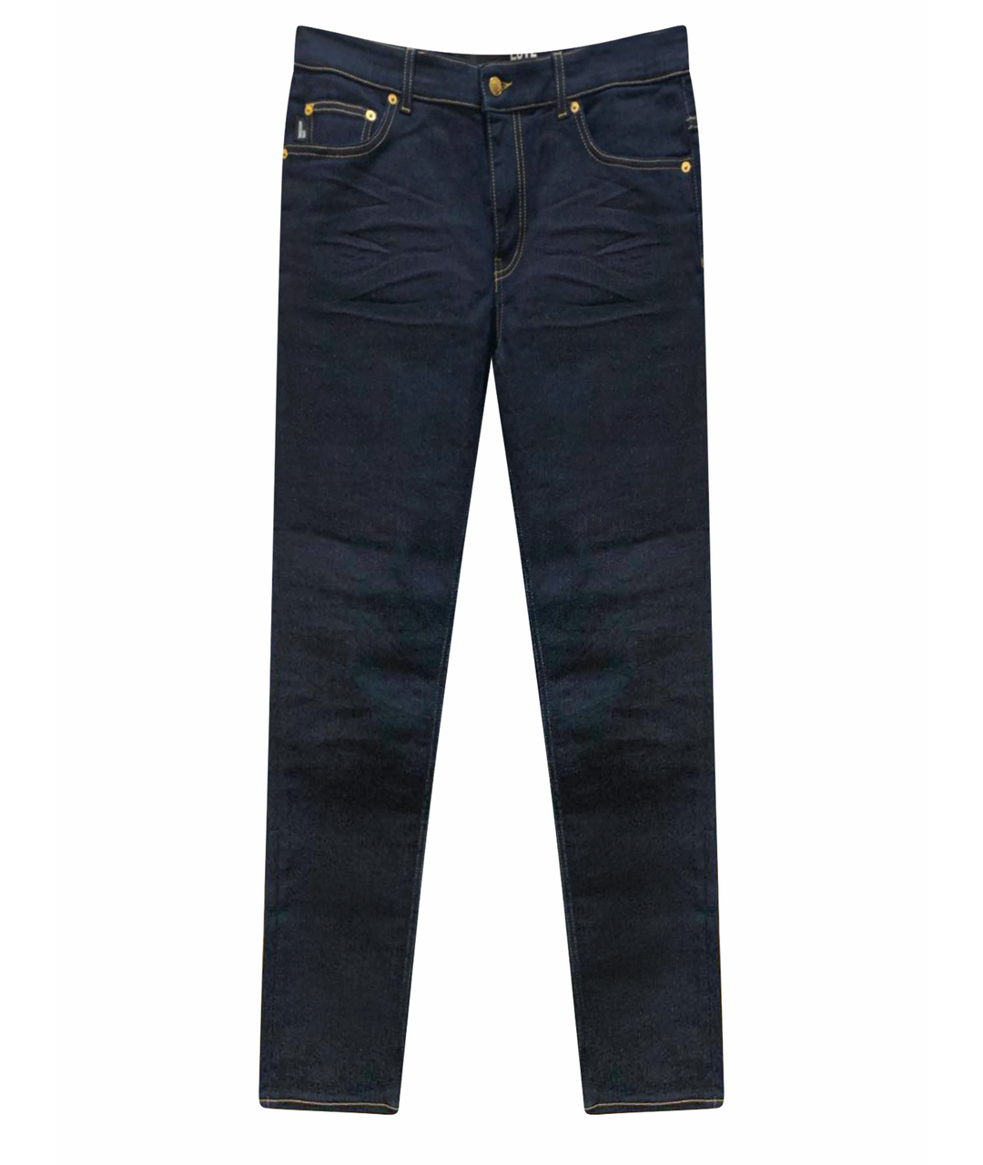 LOVE MOSCHINO Темно-синие хлопко-лиоцелловые прямые джинсы, фото 1