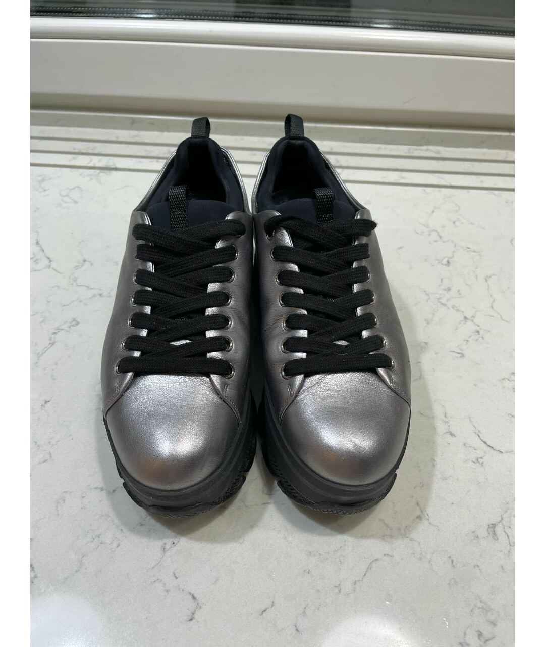 PRADA Серебряные кожаные ботинки, фото 3