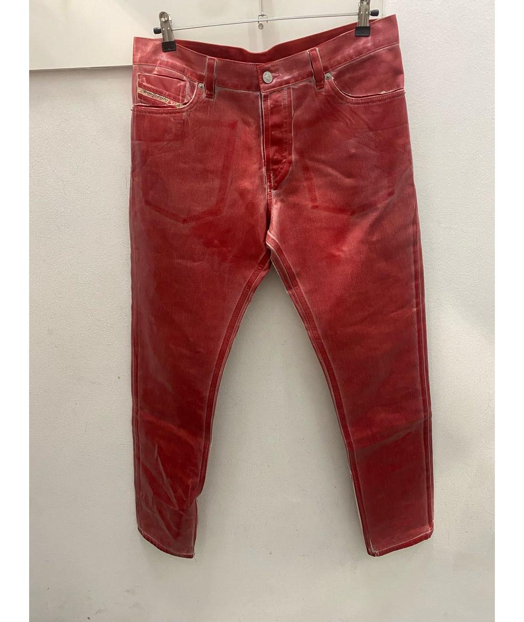 DIESEL Красные хлопковые прямые джинсы, фото 7