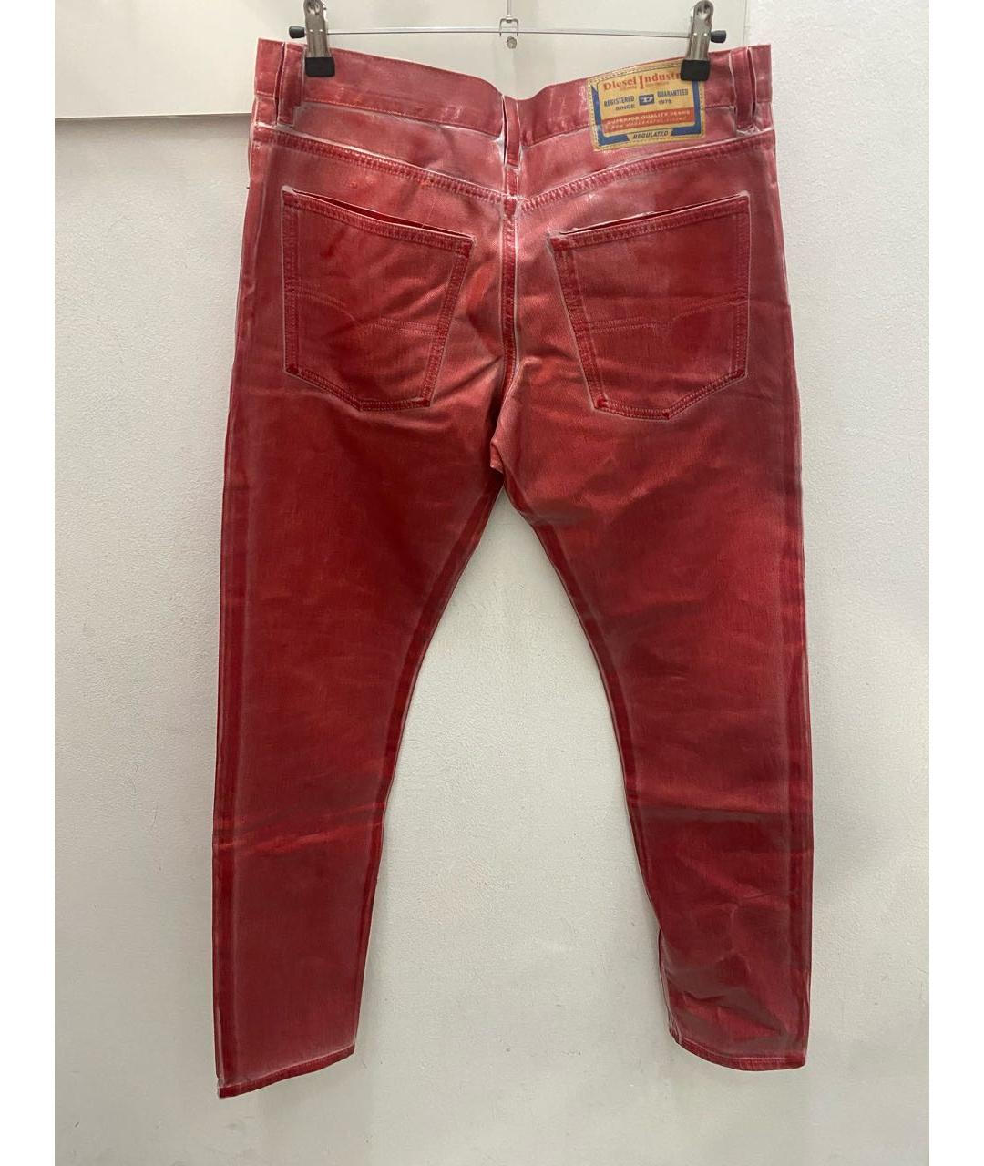 DIESEL Красные хлопковые прямые джинсы, фото 2