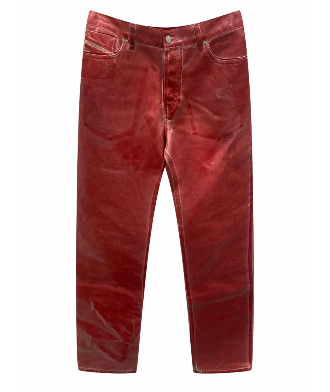 DIESEL Красные хлопковые прямые джинсы, фото 1