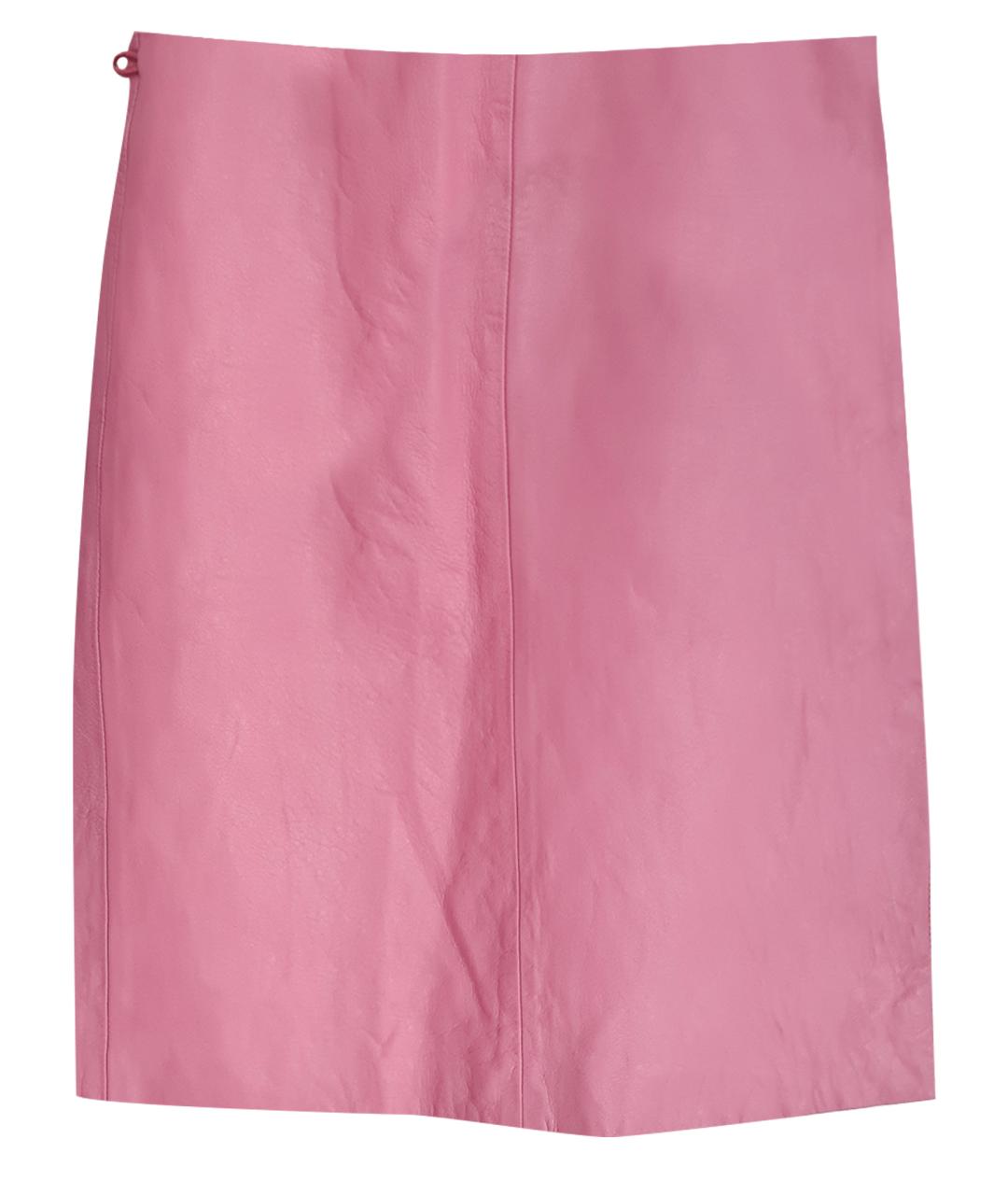 VERSACE JEANS COUTURE Розовая кожаная юбка мини, фото 1