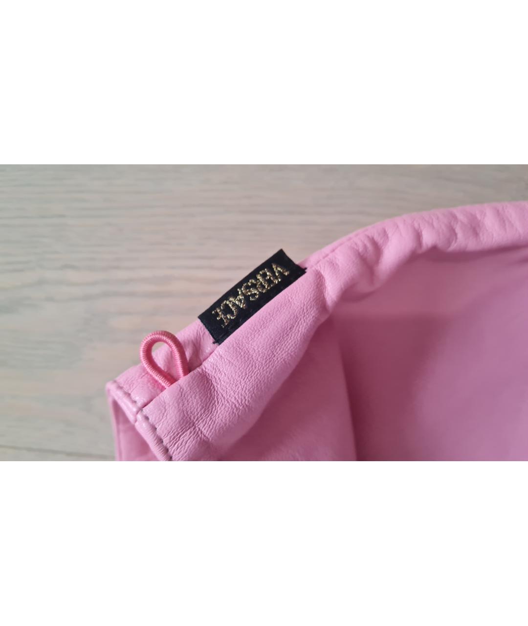 VERSACE JEANS COUTURE Розовая кожаная юбка мини, фото 4