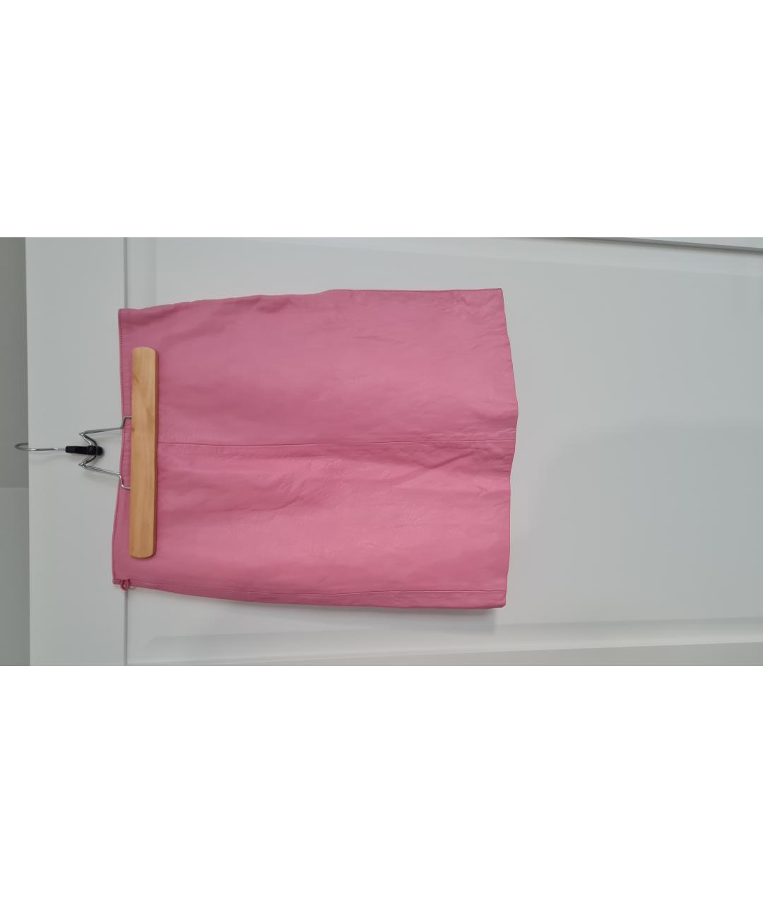 VERSACE JEANS COUTURE Розовая кожаная юбка мини, фото 5