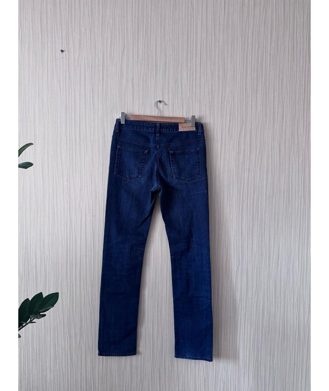 ACNE STUDIOS Темно-синие хлопковые джинсы слим, фото 2
