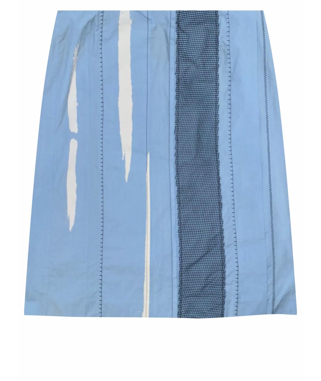 BOTTEGA VENETA Голубая хлопковая юбка мини, фото 1