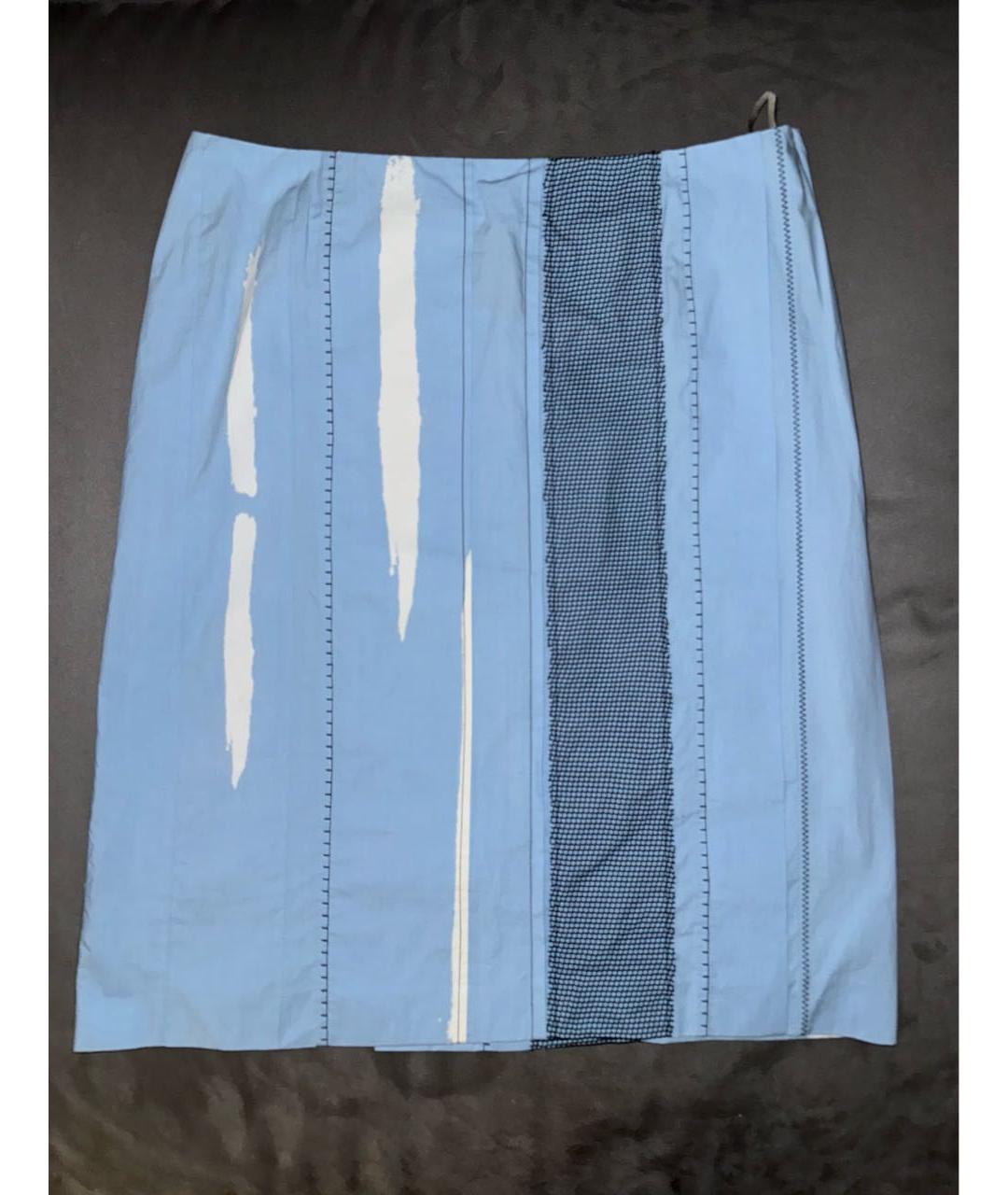 BOTTEGA VENETA Голубая хлопковая юбка мини, фото 5
