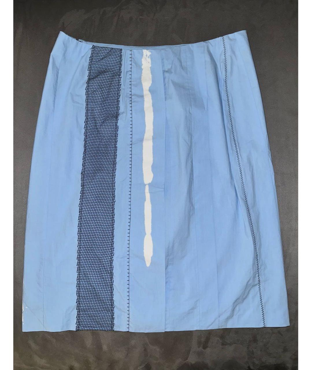 BOTTEGA VENETA Голубая хлопковая юбка мини, фото 2