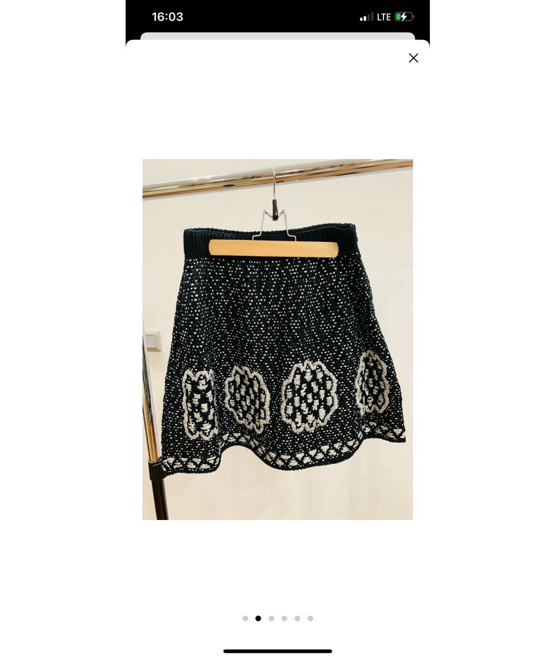 CHANEL PRE-OWNED Черная хлопковая юбка мини, фото 4