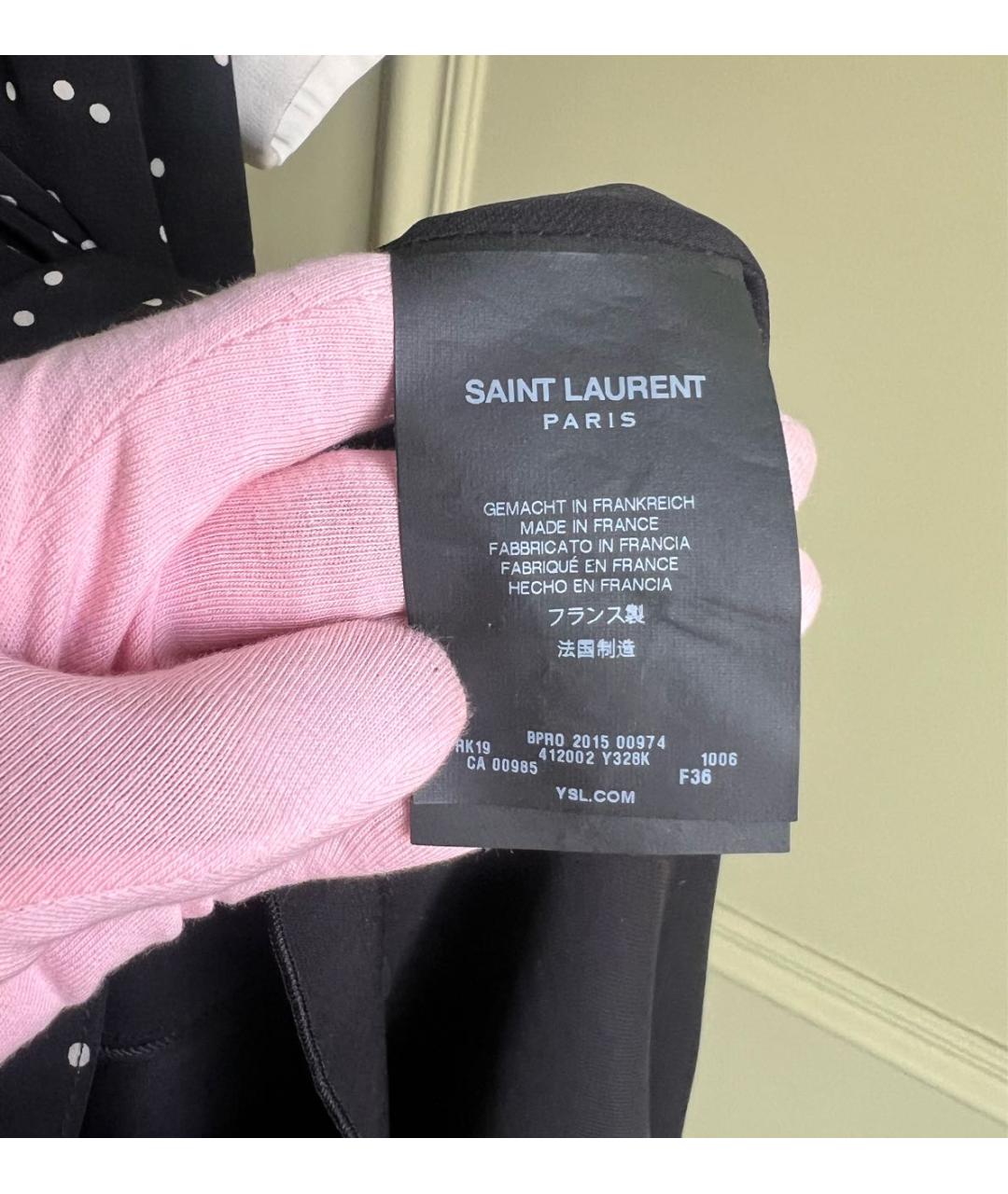 SAINT LAURENT Черное шелковое повседневное платье, фото 5