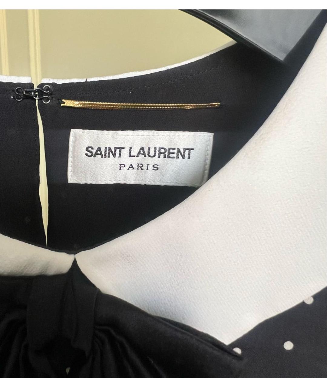 SAINT LAURENT Черное шелковое повседневное платье, фото 4